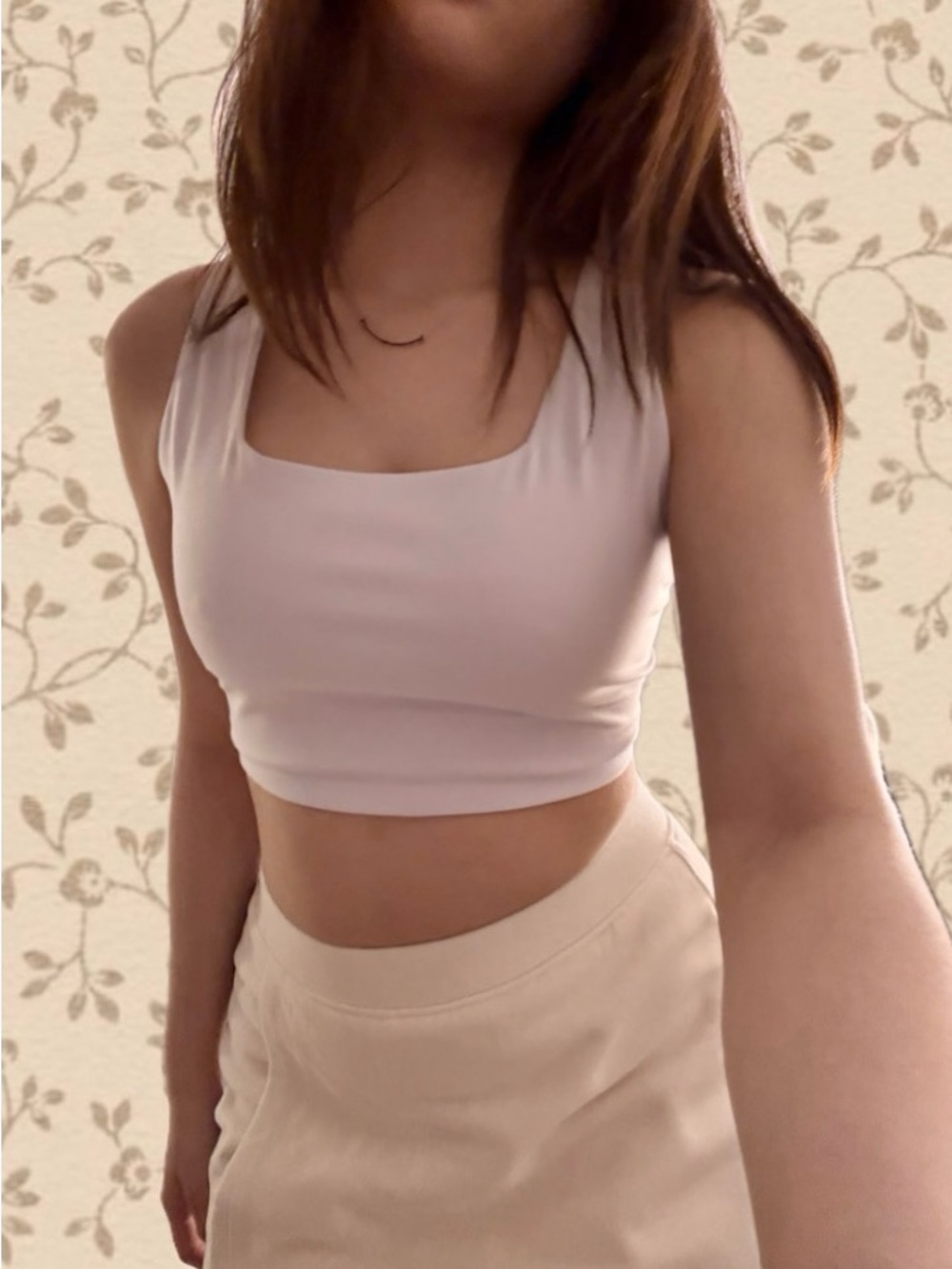 Free People Light Lavender Square Neck Crop Tank